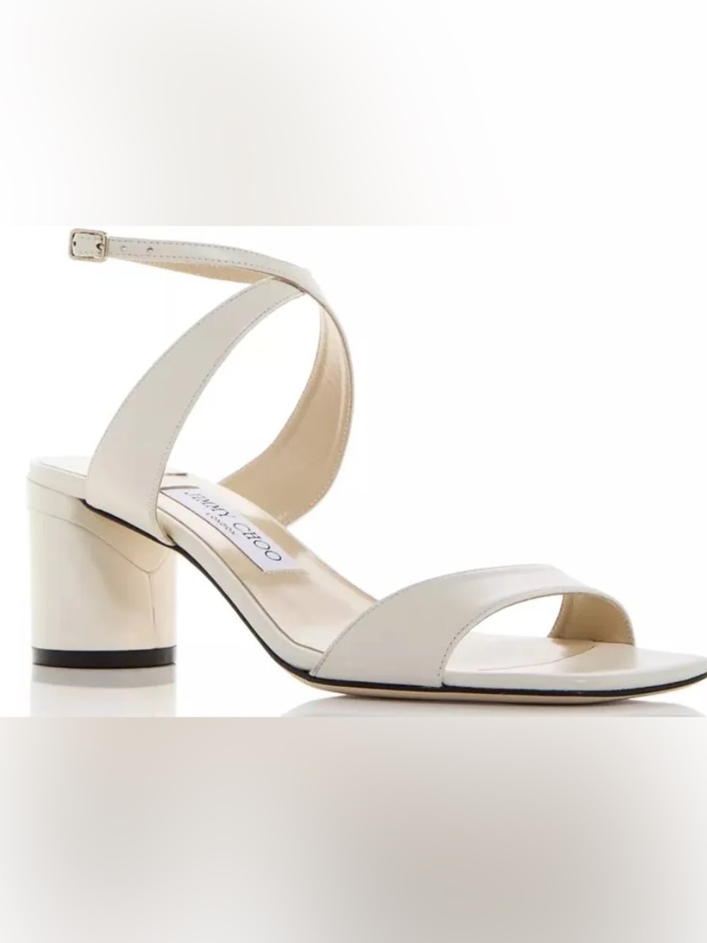 Jimmy Choo Cream Leather Block-Heel Sandal